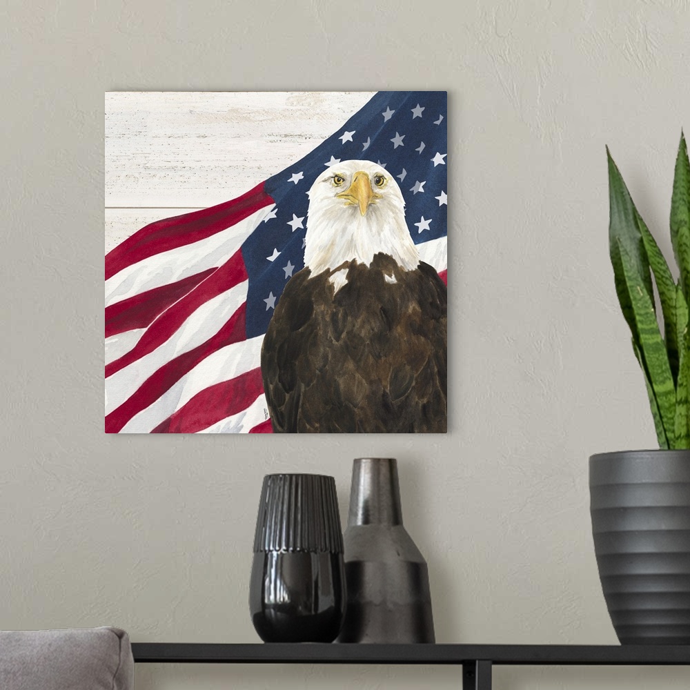A modern room featuring Let Freedom Soar I