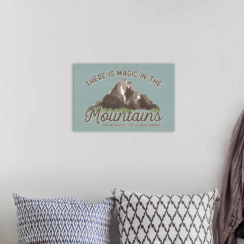 A bohemian room featuring Lost in Woods Landscape III - Magic Mountains