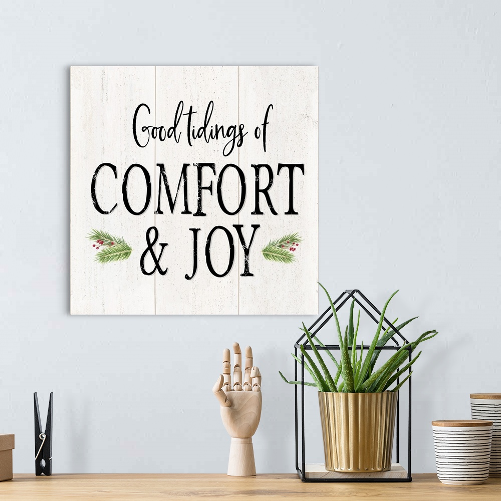 A bohemian room featuring Peaceful Christmas II Comfort and Joy black text