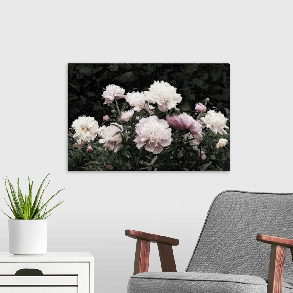 A modern room featuring Peony Poetry II