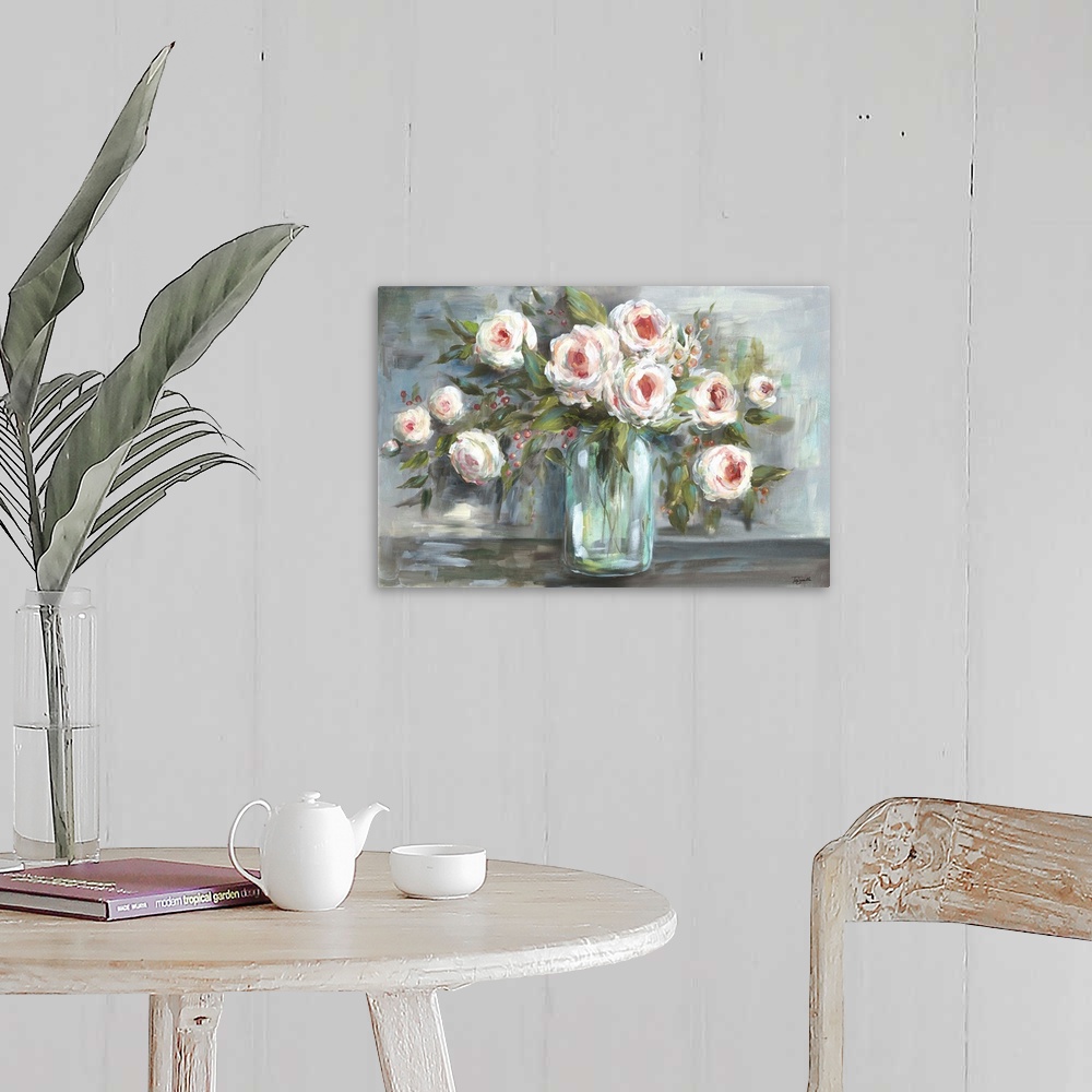 A farmhouse room featuring Pink Blooms Still Life Landscape