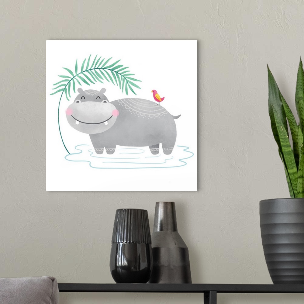 A modern room featuring Playful Pals - Hippo
