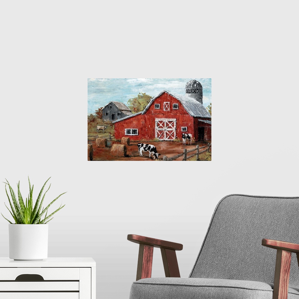 A modern room featuring Red Country Barn