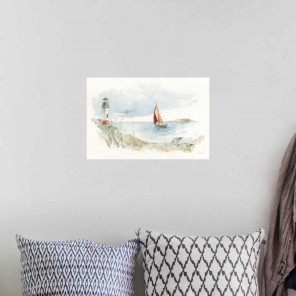 A bohemian room featuring Seaside Journey I
