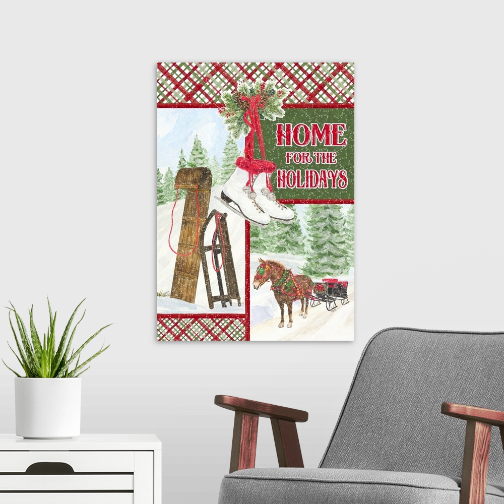 A modern room featuring Sleigh Bells Ring - Happy Holidays