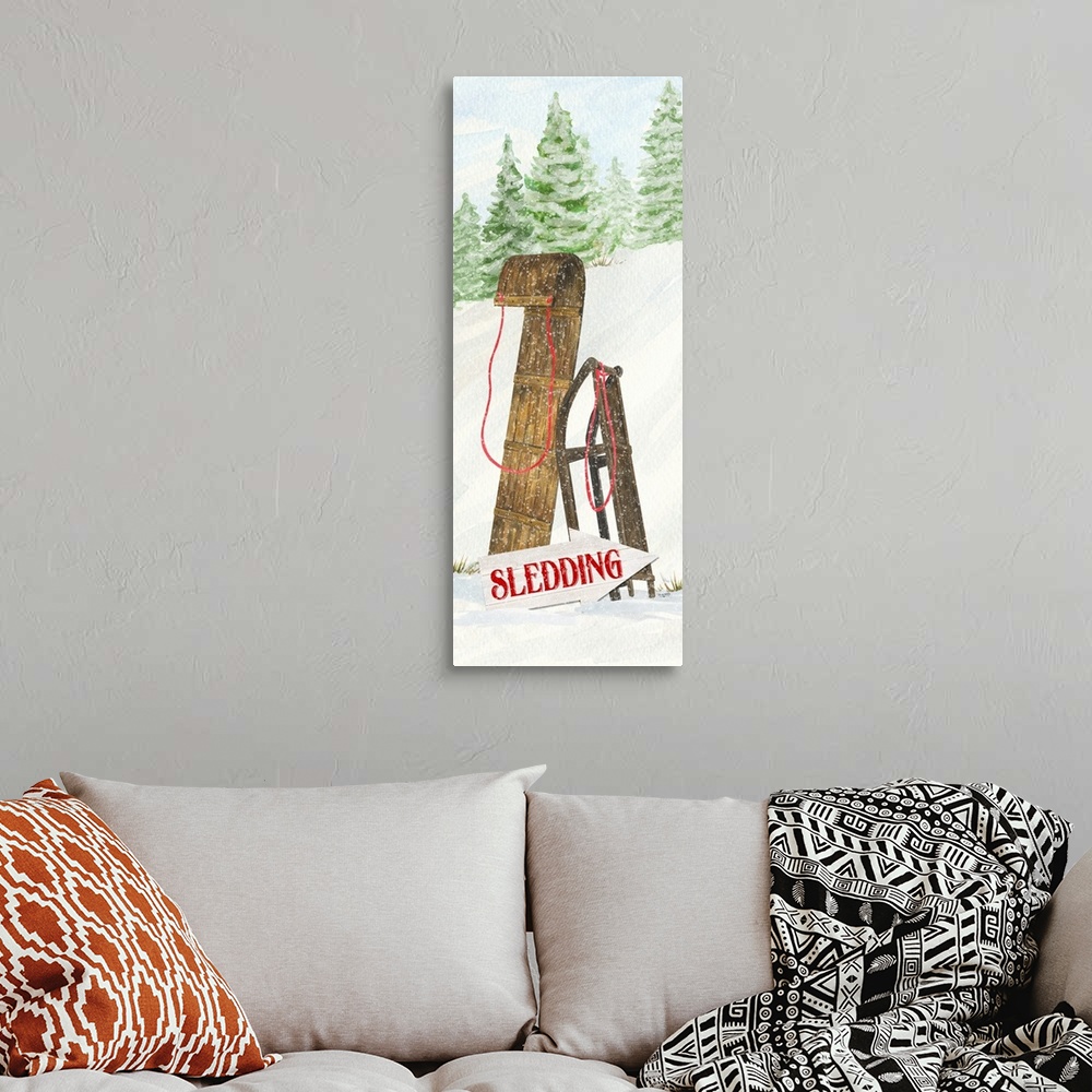 A bohemian room featuring Sleigh Bells Ring panel I Sleigh Ride