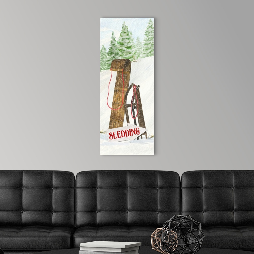 A modern room featuring Sleigh Bells Ring panel I Sleigh Ride