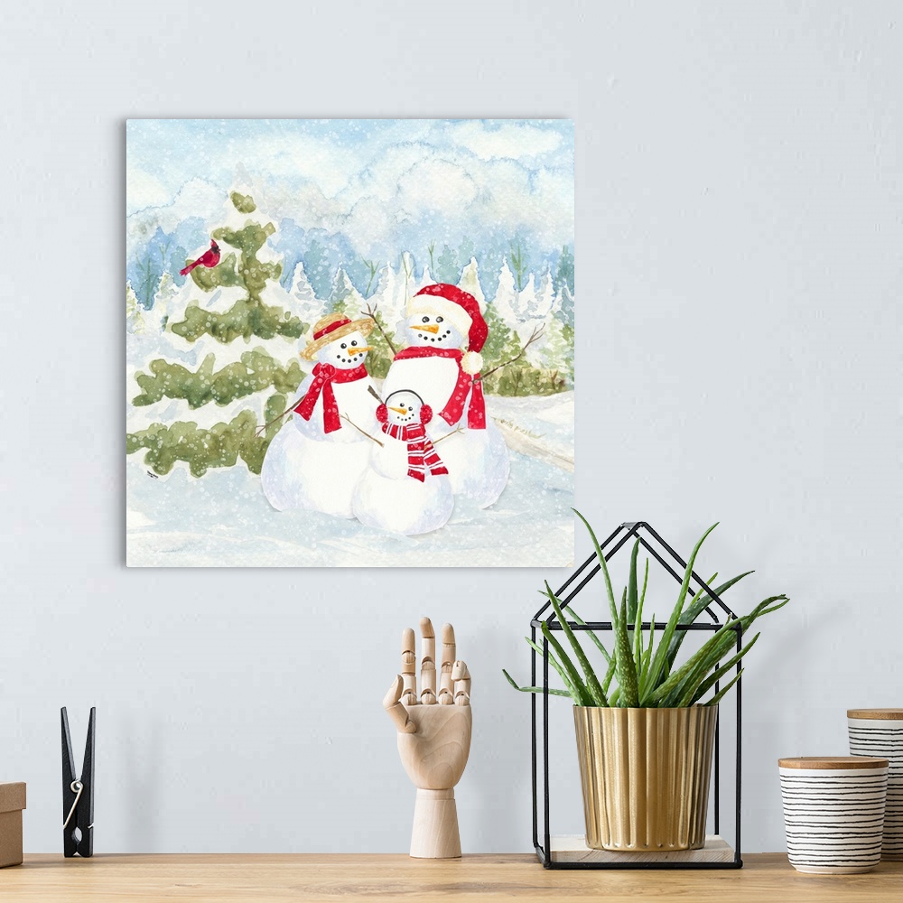 A bohemian room featuring Snowman Wonderland I Family Scene