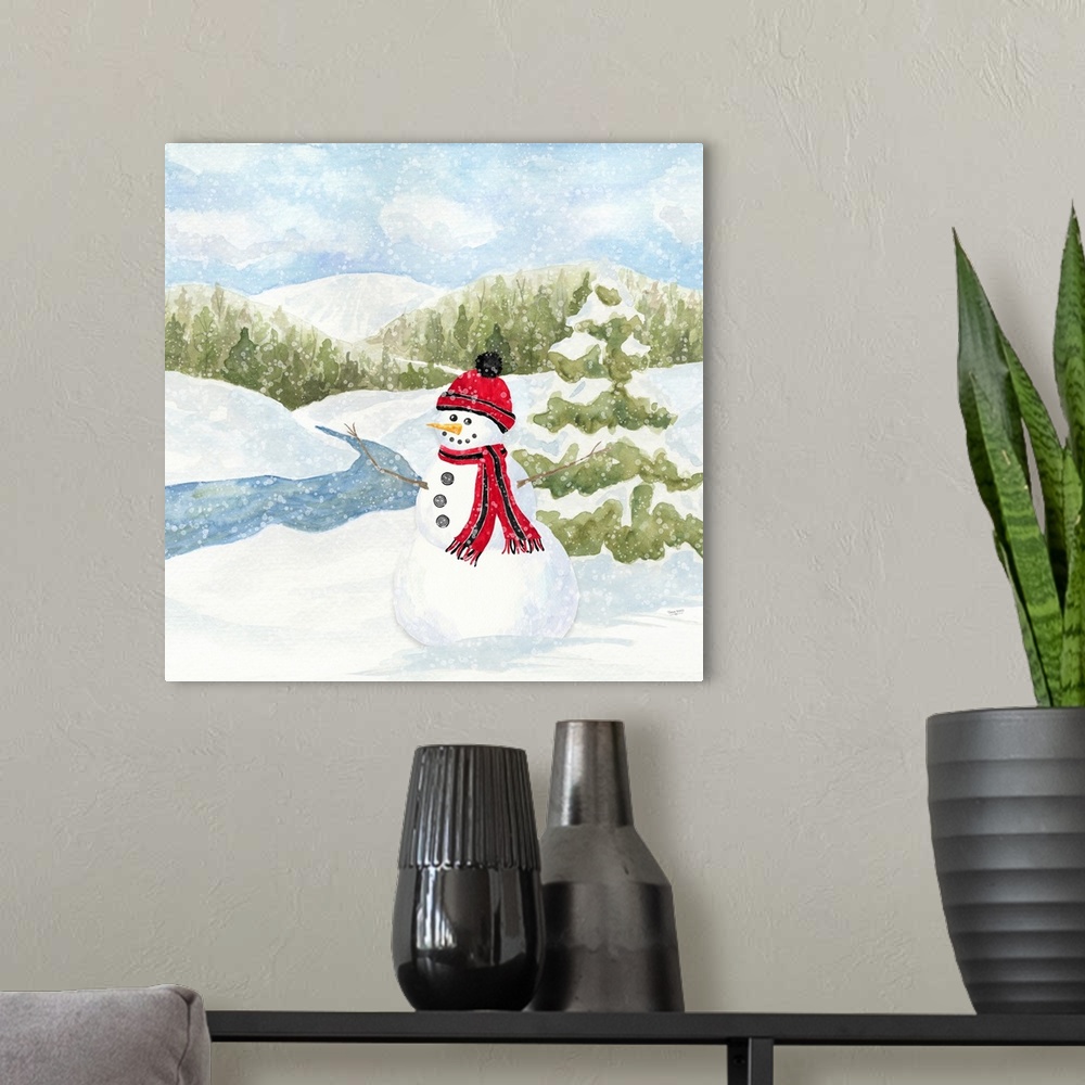 A modern room featuring Snowman Wonderland III Stream Scene