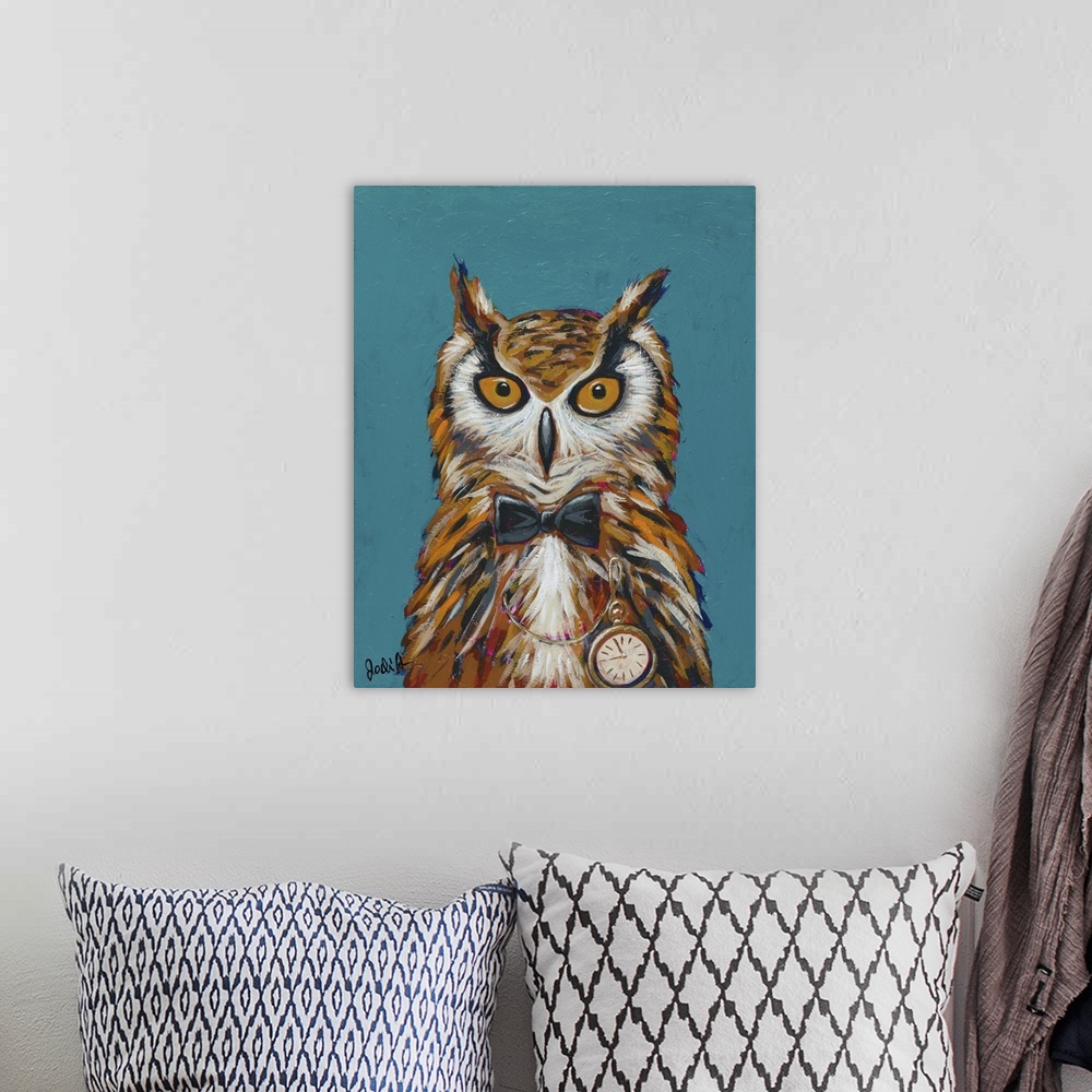 A bohemian room featuring Spy Animals I - Undercover Owl