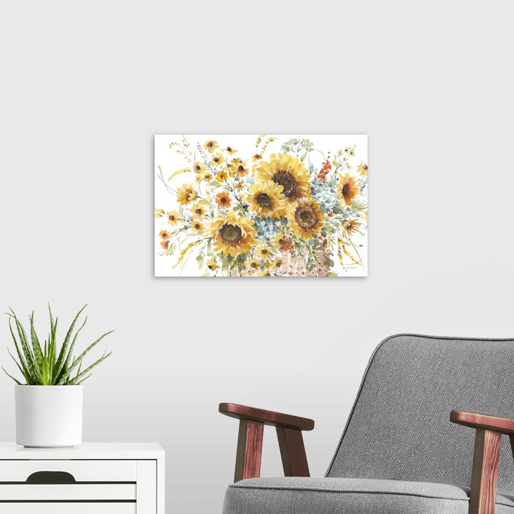 A modern room featuring Sunflowers Forever 01