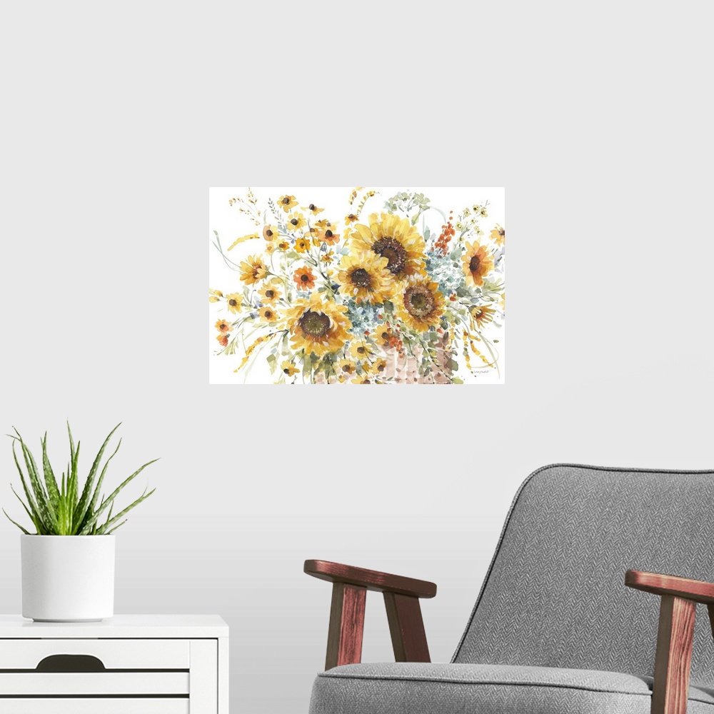 A modern room featuring Sunflowers Forever 01