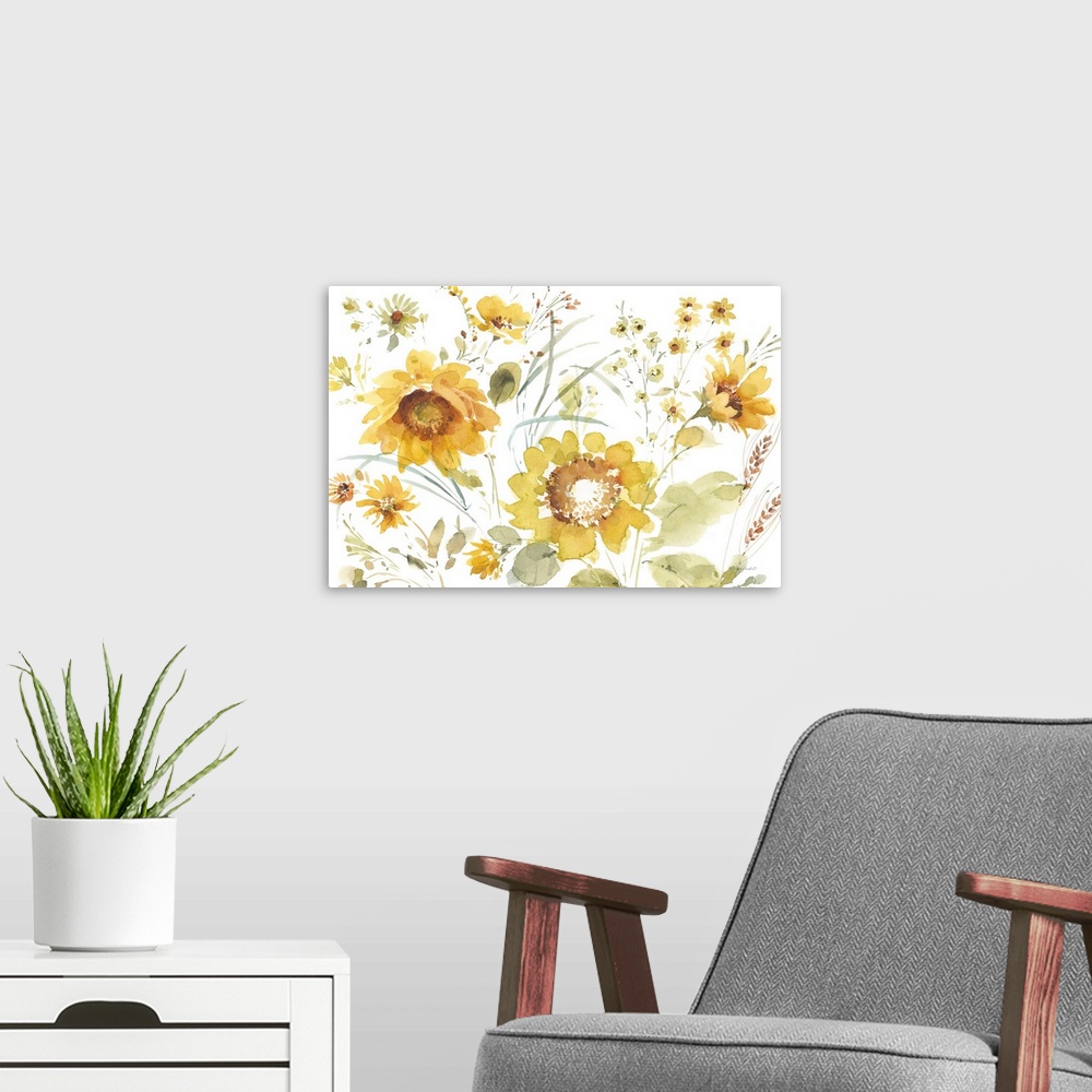A modern room featuring Sunflowers Forever 03