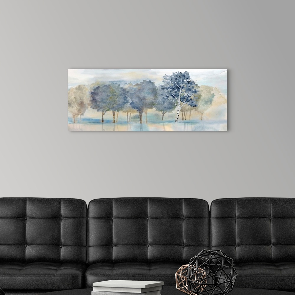 A modern room featuring Treeline Reflection Panel