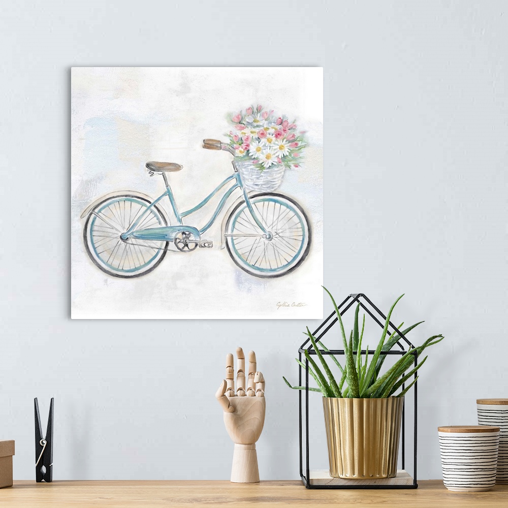 A bohemian room featuring Vintage Bike with Flower Basket I