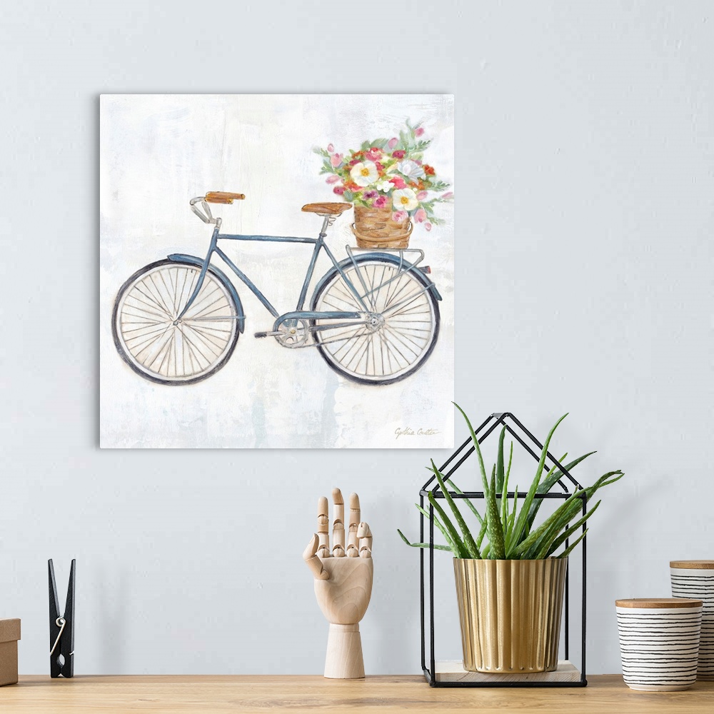 A bohemian room featuring Vintage Bike with Flower Basket II