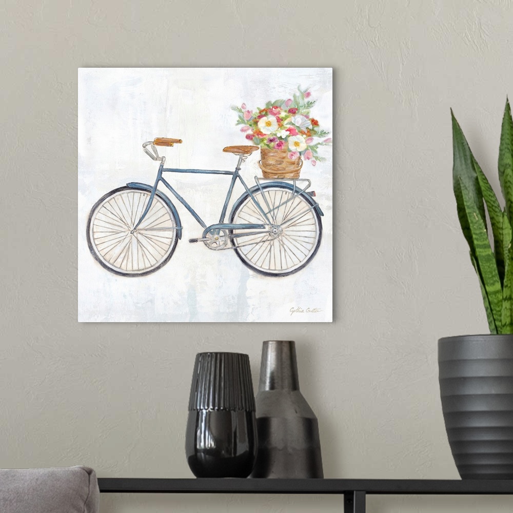 A modern room featuring Vintage Bike with Flower Basket II