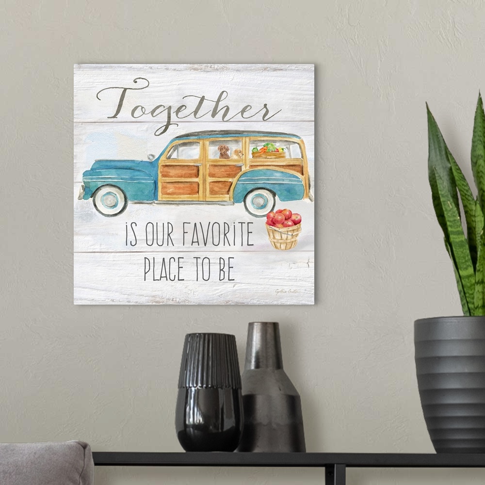 A modern room featuring Vintage Truck Sentiment II