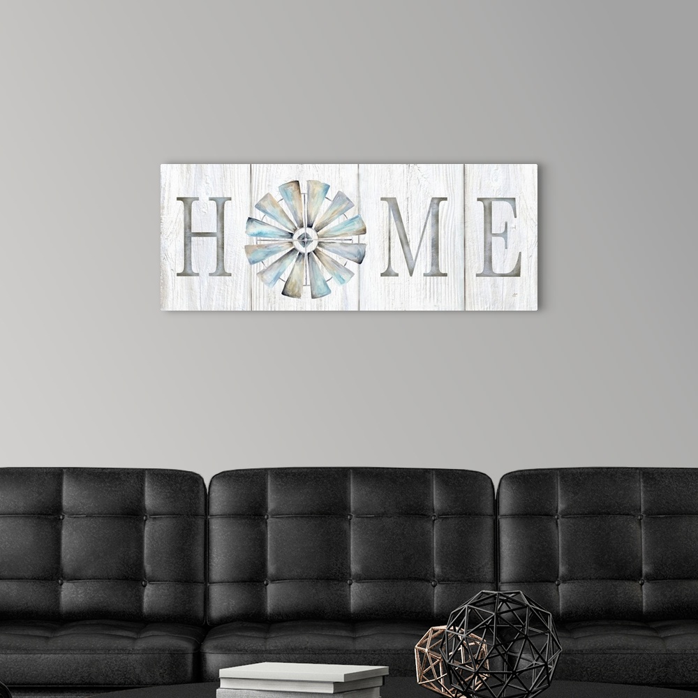 A modern room featuring Windmill Home Sign Panel