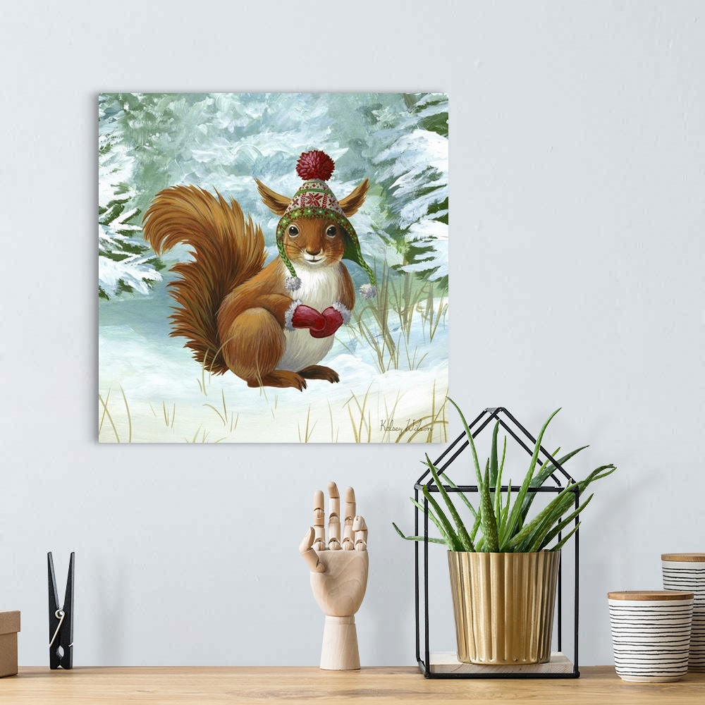 A bohemian room featuring Winterscape IV-Squirrel