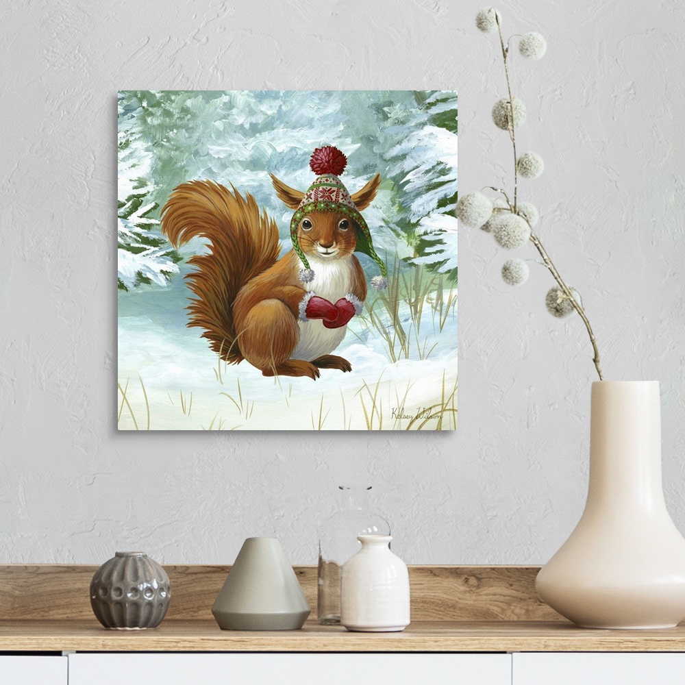 A farmhouse room featuring Winterscape IV-Squirrel