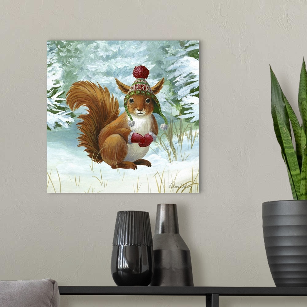 A modern room featuring Winterscape IV-Squirrel