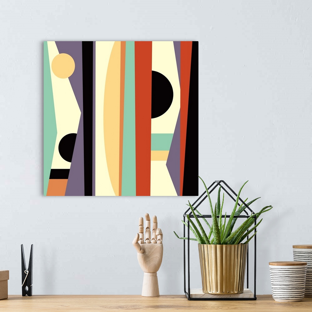 A bohemian room featuring Abstract digital mid century modern design