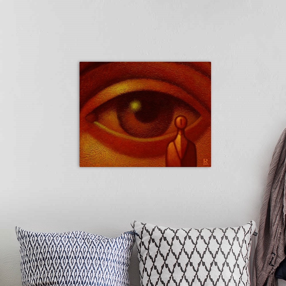A bohemian room featuring Conceptual painting of Big Brother's GIANT eyeball watching you.