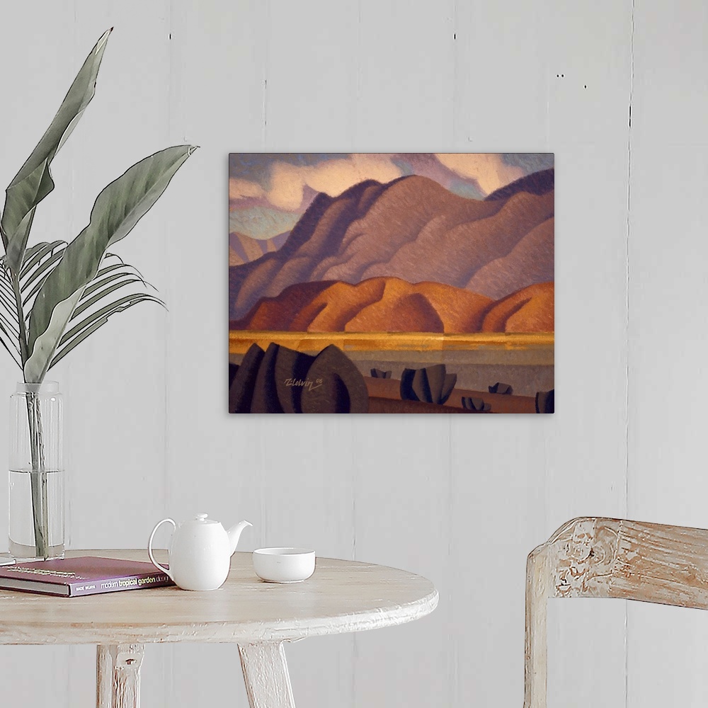 A farmhouse room featuring Contemporary landscape painting of the desert near Indio, California