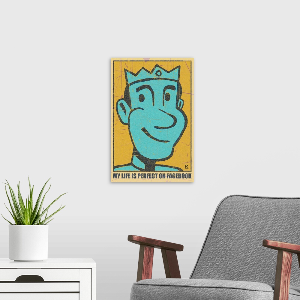 A modern room featuring A happy fellow who's life is perfect.