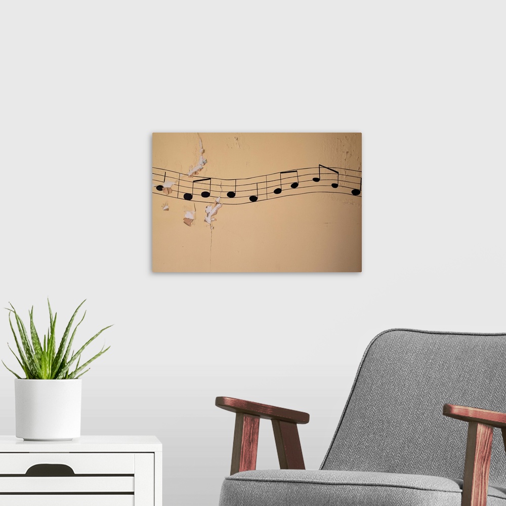 A modern room featuring Music Notes