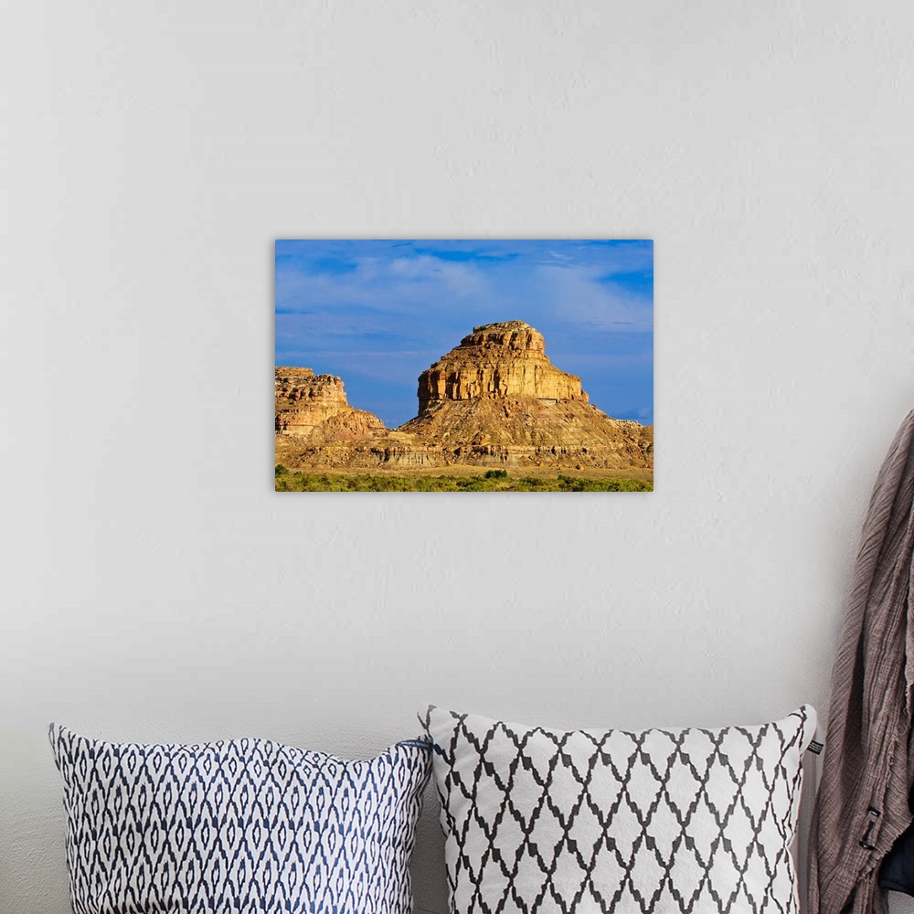 A bohemian room featuring A sandstone butte in Chaco Culture National Historical Park scenery, New Mexico