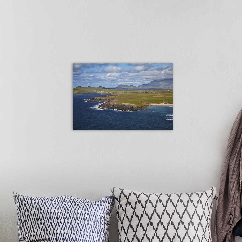A bohemian room featuring A view from Clogher Head towards Sybil Point, at the western end of the Dingle Peninsula, County ...