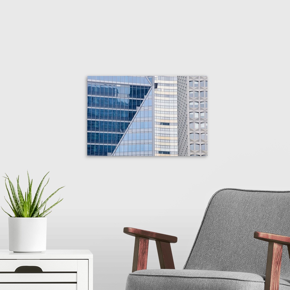A modern room featuring Abstract of buildings in the La Defense district, Paris, France, Europe