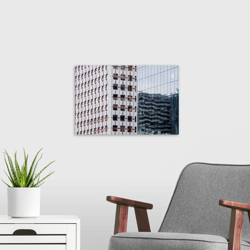 A modern room featuring Abstract of buildings in the La Defense district, Paris, France, Europe