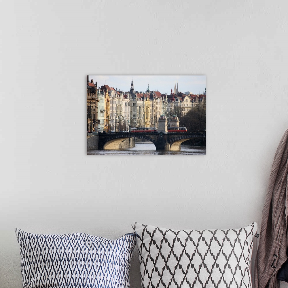 A bohemian room featuring Across the River Vltava and the colourful baroque houses, Prague, Czech Republic