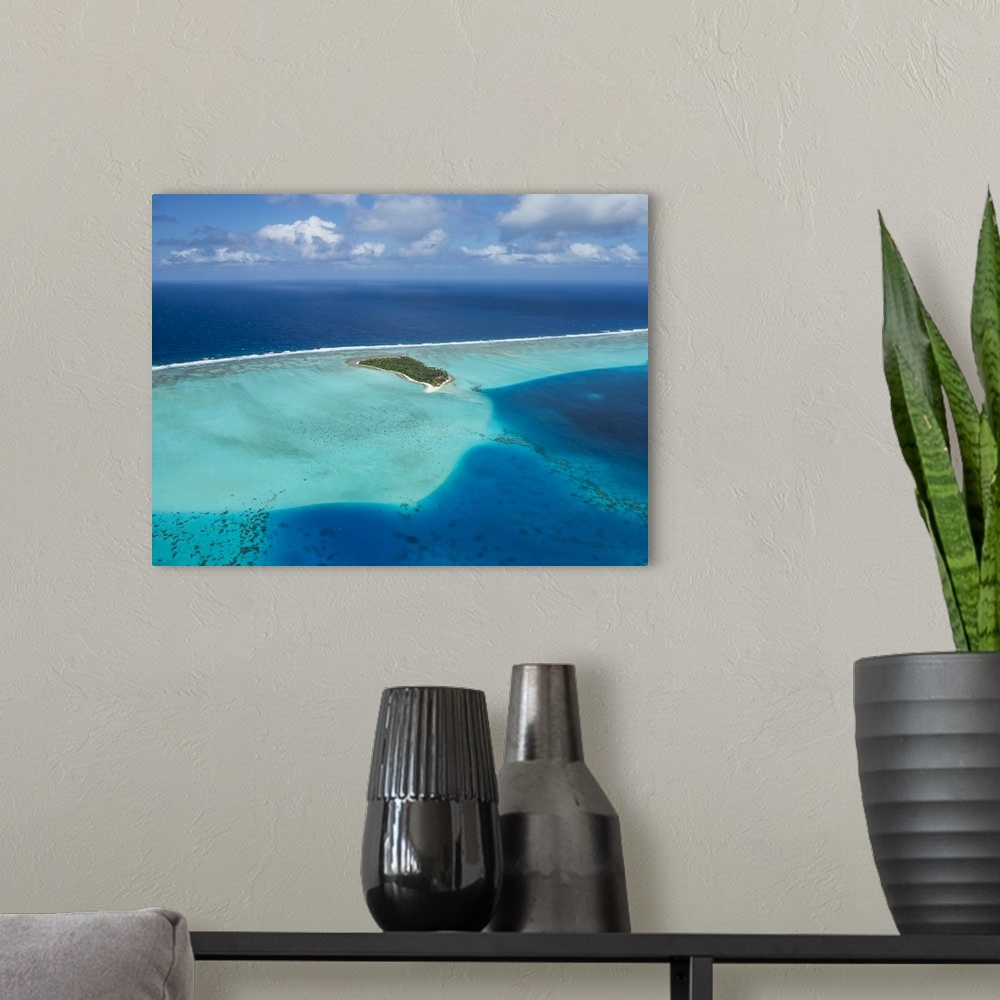A modern room featuring Aerial of the lagoon of Wallis, Wallis and Futuna, South Pacific, Pacific