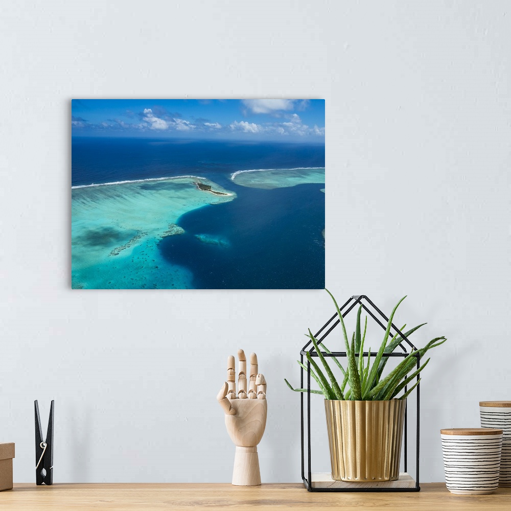 A bohemian room featuring Aerial of the lagoon of Wallis, Wallis and Futuna, South Pacific, Pacific