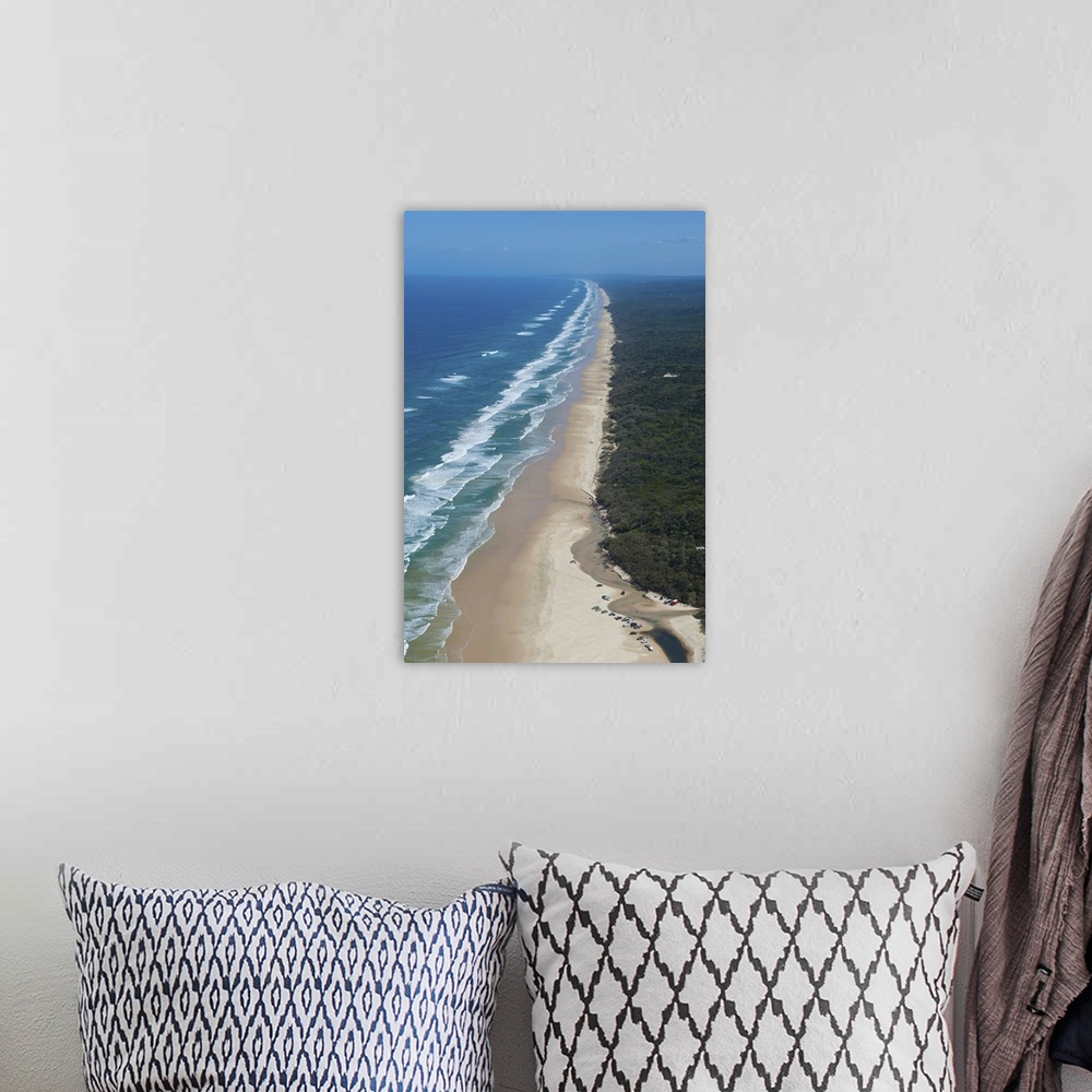 A bohemian room featuring Aerial of the Seventy-Five Mile Beach, Fraser Island, Queensland, Australia