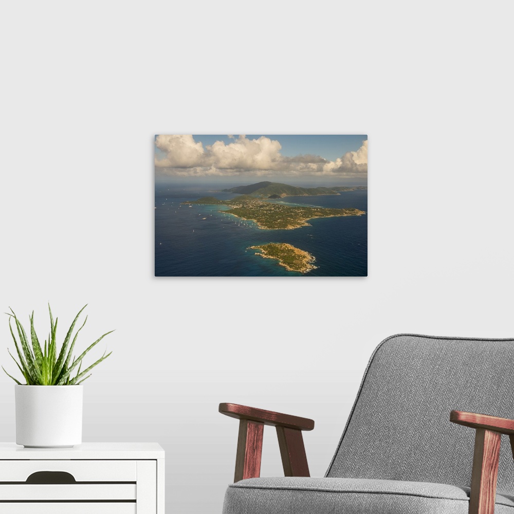 A modern room featuring Aerial of Virgin Gorda, British Virgin Islands, West Indies, Caribbean