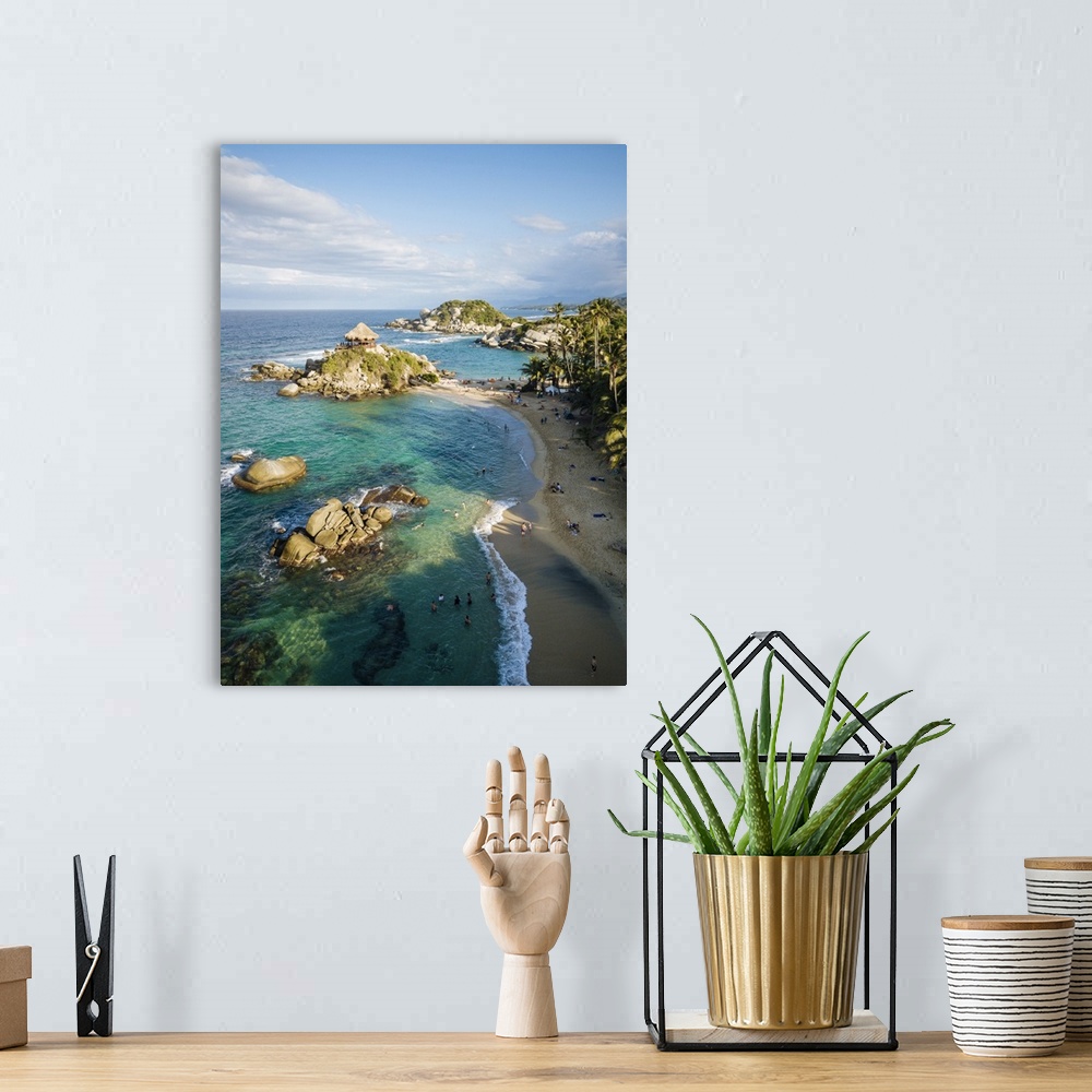 A bohemian room featuring Aerial view by drone of Tayrona National Park, Magdalena Department, Caribbean, Colombia, South A...
