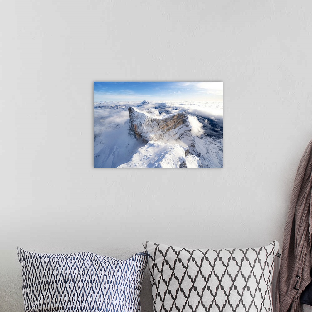 A bohemian room featuring Aerial view of Monte Pelmo in winter, Dolomites, Belluno province, Veneto, Italy, Europe