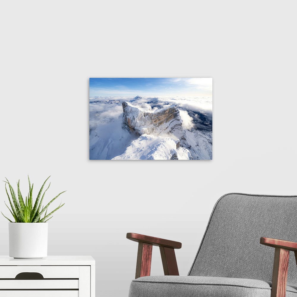 A modern room featuring Aerial view of Monte Pelmo in winter, Dolomites, Belluno province, Veneto, Italy, Europe
