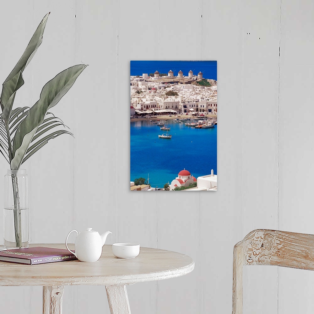 A farmhouse room featuring Aerial view of Mykonos, Hora and harbour, Cyclades, Greek Islands, Greece