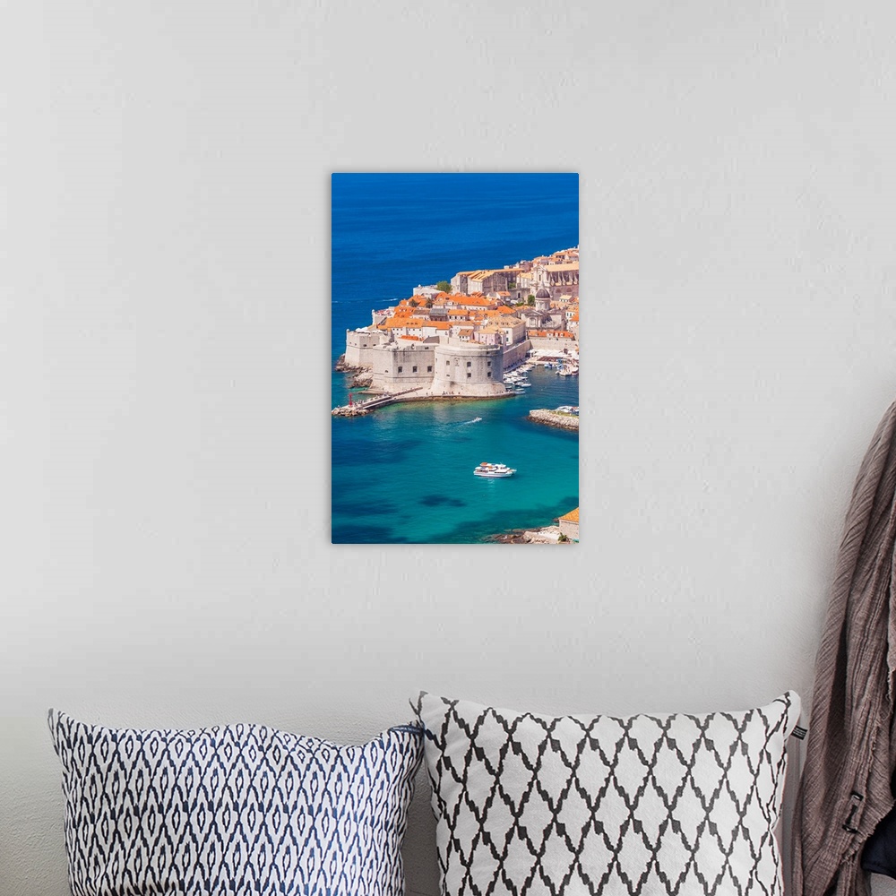 A bohemian room featuring Aerial view of Old Port and Dubrovnik Old Town, Dubrovnik, Dalmatian Coast, Croatia