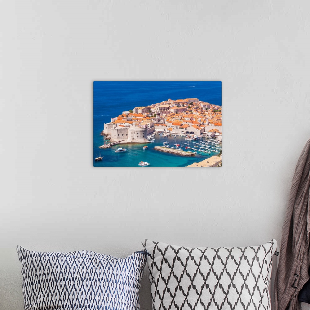 A bohemian room featuring Aerial view of Old Port and Dubrovnik Old town, Dubrovnik, Dalmatian Coast, Croatia