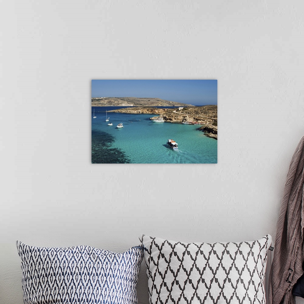 A bohemian room featuring Aerial view of the Blue Lagoon, Comino Island, Malta, Mediterranean, Europe