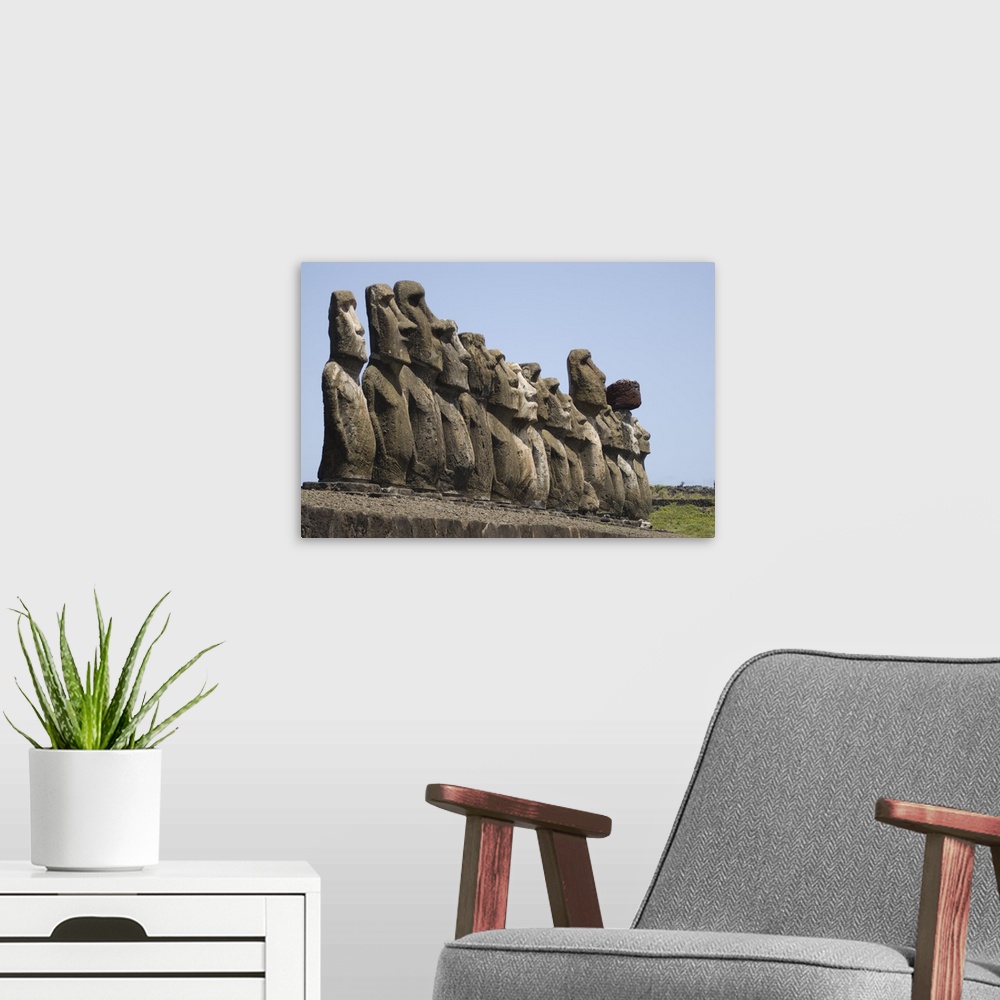 A modern room featuring Ahu Tongariki, Easter Island, Chile