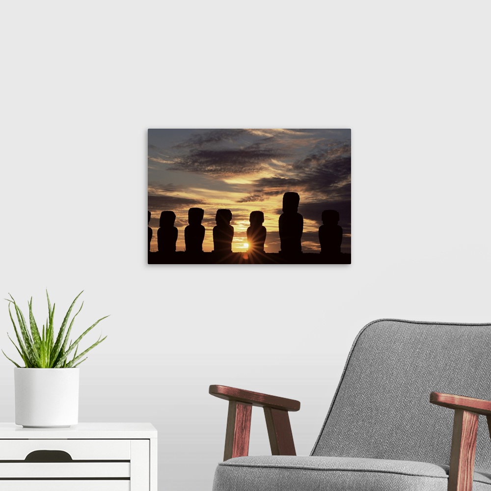 A modern room featuring Ahu Tongariki, Easter Island (Rapa Nui), Chile, South America