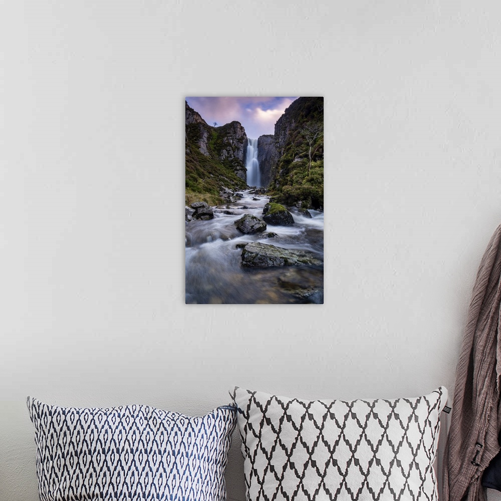 A bohemian room featuring Allt Chranaidh (Wailing Widow Waterfall), near Kylesku, Sutherland, Scottish Highlands, Scotland,...